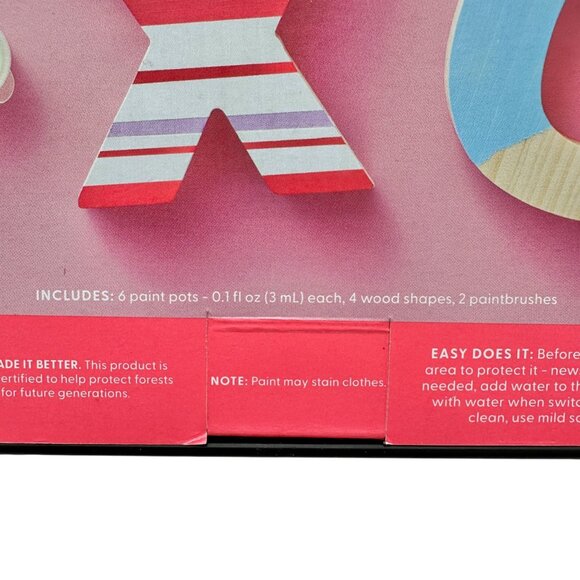 Mondo Llama Paint-Your-Own XOXO Wood Letters Kit Paints Brushes Valentines Love - Picture 4 of 8